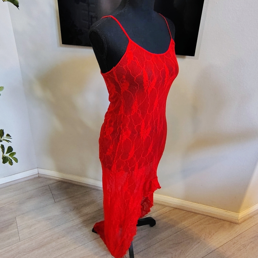 Red Lace Sleeveless Dress Size Small